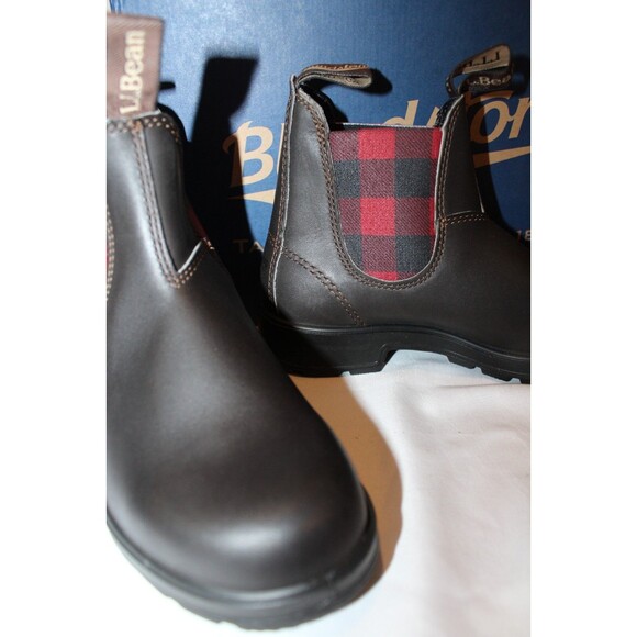 BLUNDDSTONE WOMEN'S 2308 BROWN RED PLAID LEATHER CHELSEA BOOTS NIB - Picture 4 of 7